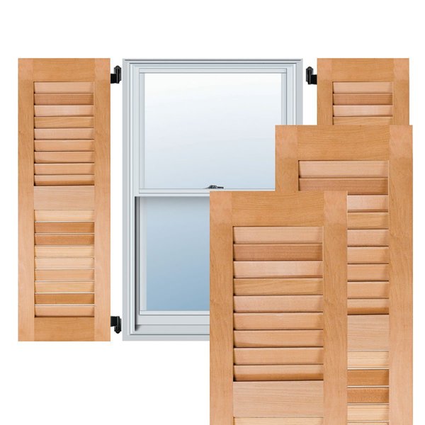 Ekena Millwork 18"W x 55"H Exterior Real Wood Pine Open Louvered Shutters, Unfinished PR RWL18X055UNP